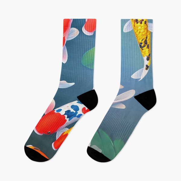 Item preview, Colorful koi fishes in pond designed and sold by angelisart.