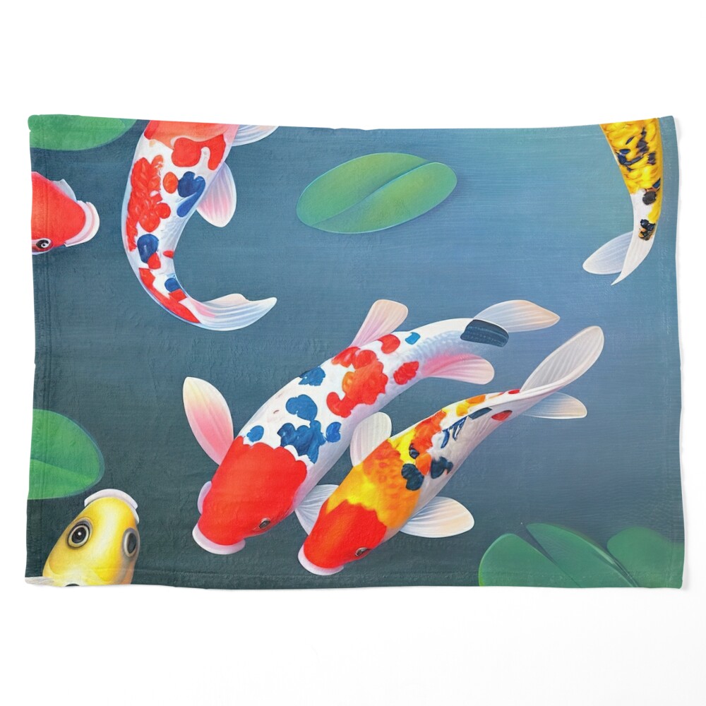 Koi Carp Fish Couple Swimming Shower Curtain with Cherry Blossom