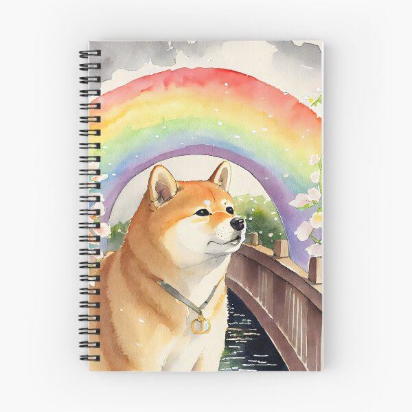 Item preview, Shiba Inu Shibe and the Rainbow Bridge Sympathy Watercolor Thinking of You designed and sold by Shiba-Inu-Art.