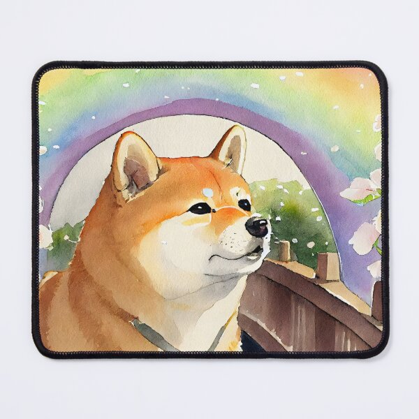 Item preview, Shiba Inu Shibe and the Rainbow Bridge Sympathy Watercolor Thinking of You designed and sold by Shiba-Inu-Art.