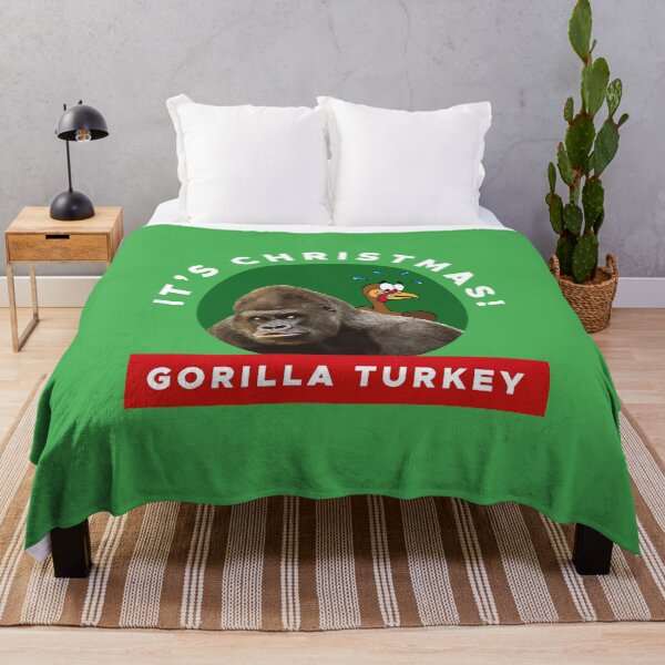 Aperçu de l'œuvre Gorilla Turkey Funny Christmas Dinner Pun créée et vendue par LindaCooke.