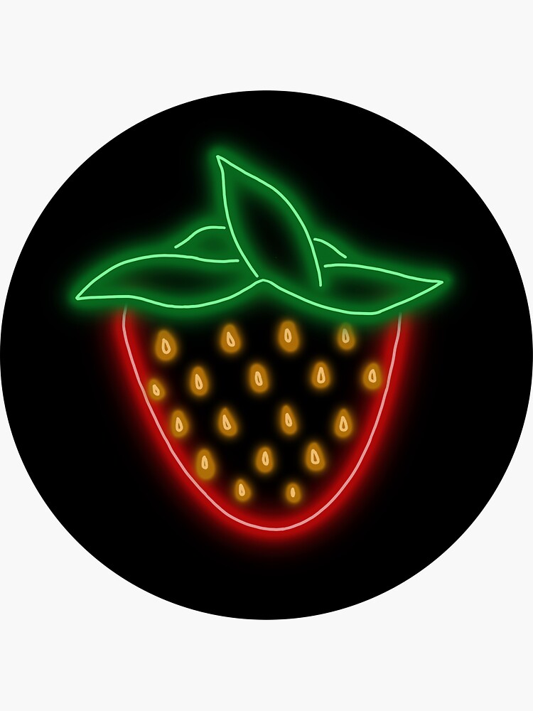 "Strawberry Emoji Neon Sign" Sticker for Sale by reagzz Redbubble