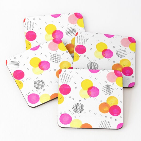Item preview, pink yellow circles modern geometric  designed and sold by handmadehipsters.