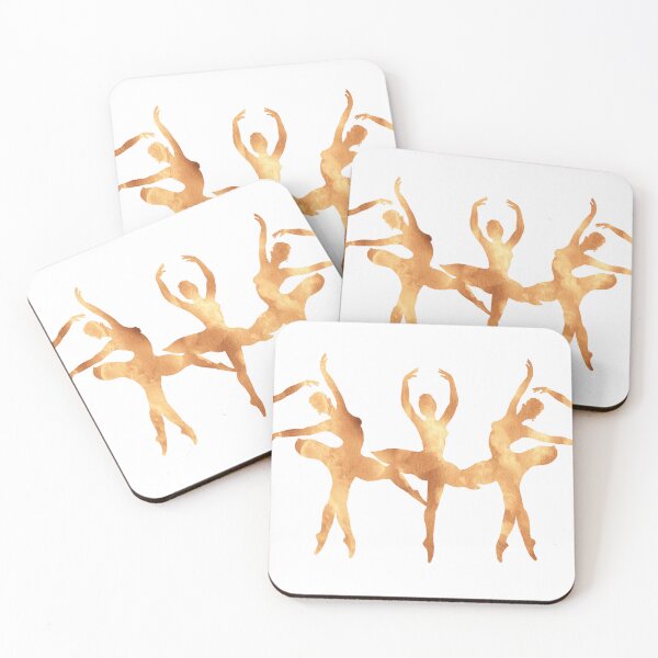 Aperçu de l'œuvre Golden Glow Ballerines Groupe Aquarelle Silhouette Danse créée et vendue par Irina Sztukowski.