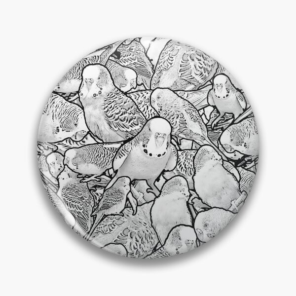 Item preview, Black And White Pencil Drawing Budgie Pattern designed and sold by Alienphysique.