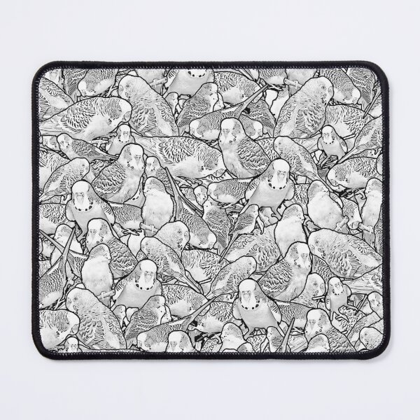 Item preview, Black And White Pencil Drawing Budgie Pattern designed and sold by Alienphysique.
