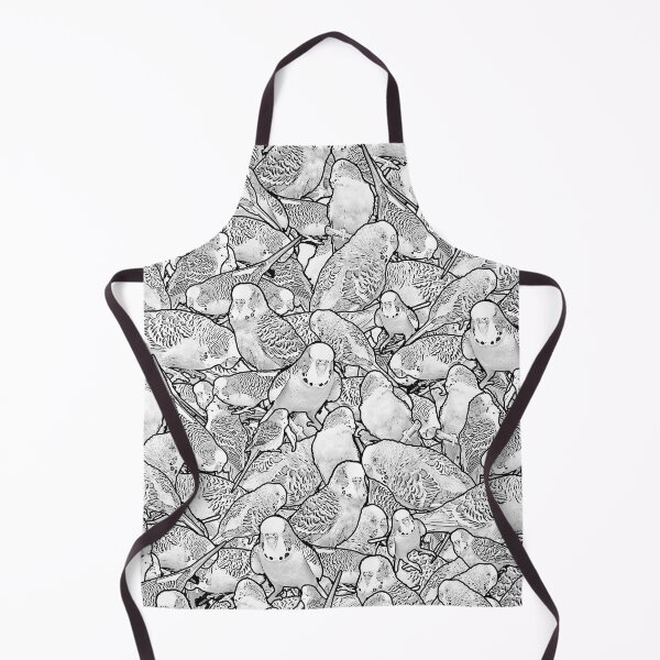 Item preview, Black And White Pencil Drawing Budgie Pattern designed and sold by Alienphysique.