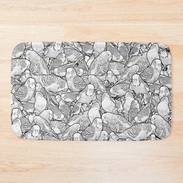 Item preview, Black And White Pencil Drawing Budgie Pattern designed and sold by Alienphysique.