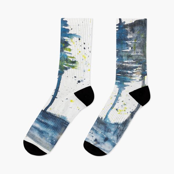 Item preview, Inspirational blue watercolor landscape, cool trees designed and sold by anaozzart.
