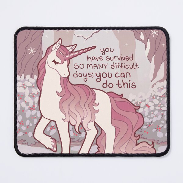 Item preview, "You have survived SO MANY difficult days; you can do this" Winter Forest Unicorn designed and sold by thelatestkate.
