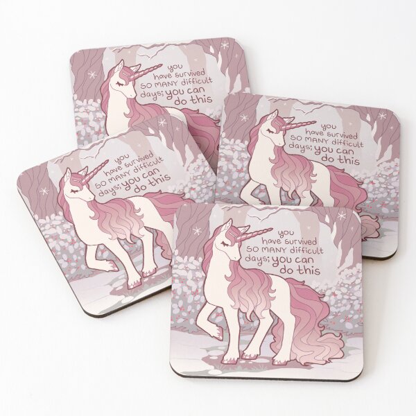 Item preview, "You have survived SO MANY difficult days; you can do this" Winter Forest Unicorn designed and sold by thelatestkate.