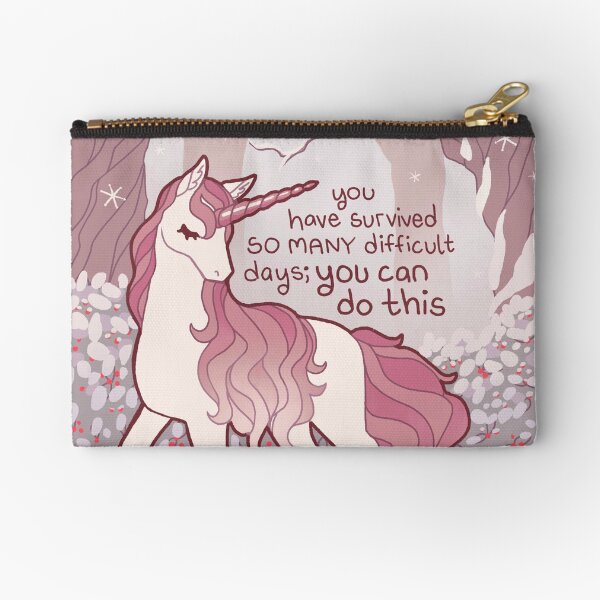 Item preview, "You have survived SO MANY difficult days; you can do this" Winter Forest Unicorn designed and sold by thelatestkate.