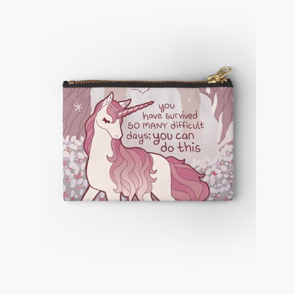 Item preview, "You have survived SO MANY difficult days; you can do this" Winter Forest Unicorn designed and sold by thelatestkate.