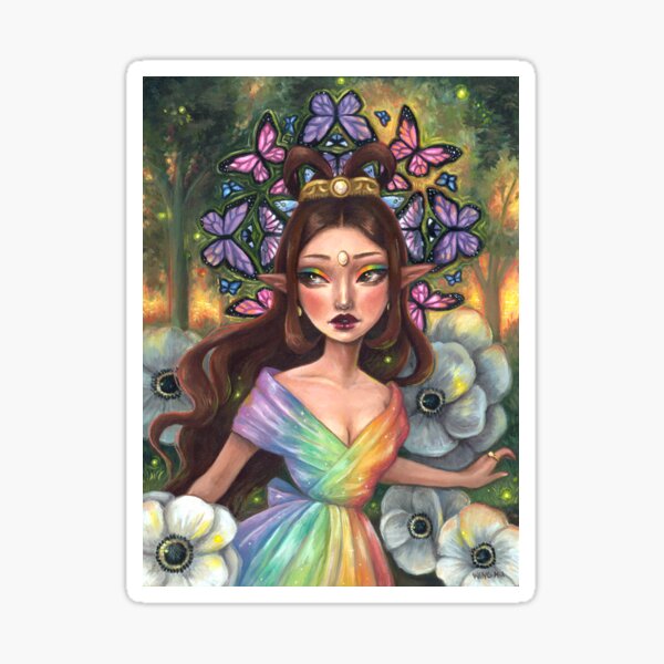 Soul Nymph Fae Fairy Whimsical Fantasy Oil Painting Sticker