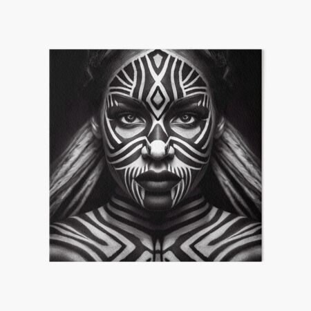 The Art Face. Black and white body paint on african woman