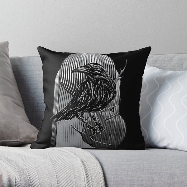 the crow Throw Pillow