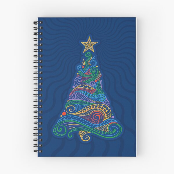 Item preview, Psychedelic Christmas Tree - Blue background designed and sold by sunsetgraphics.