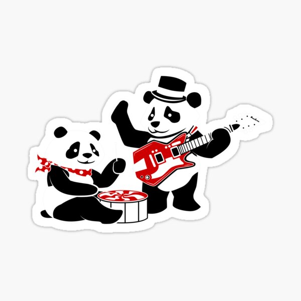 White Stripe Pandas Sticker