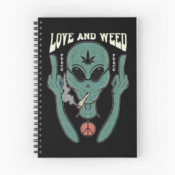 Item preview, peaceful alien smoking weed designed and sold by define design.