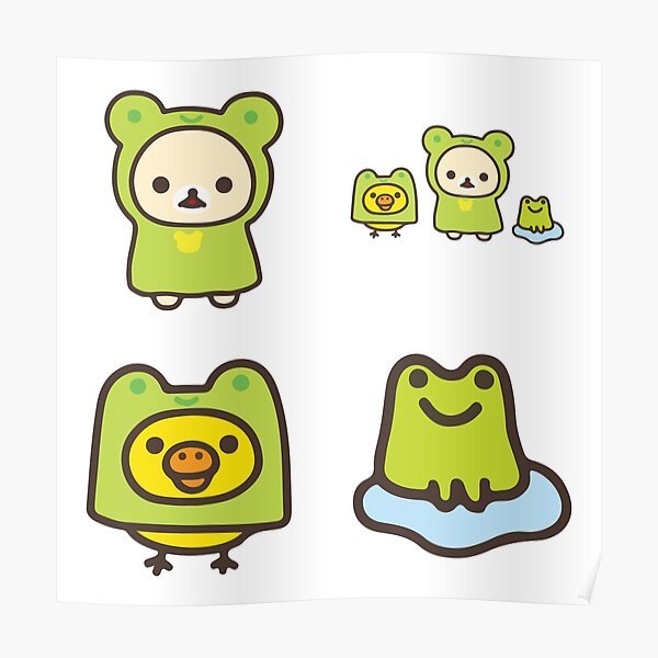 "Rilakkuma frog costume sticker pack" Poster for Sale by yevamei