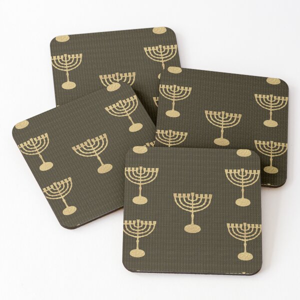 Item preview, Vintage Happy Hanukkah Festival! Jewish Holiday Chanukah Gold Menorah Decoration designed and sold by sofiartmedia.