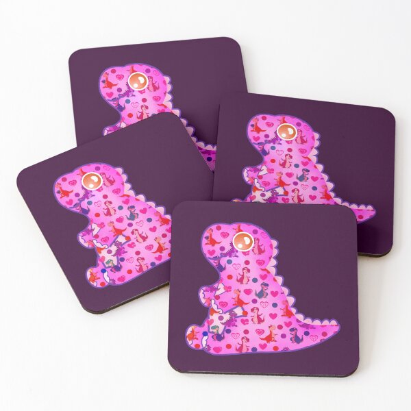 Item preview, Pink dinosaur silhouette patterns designed and sold by Astralia.