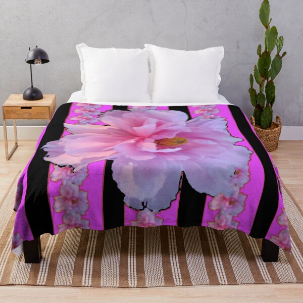 Item preview, PINK FLORAL PURPLE-BLACK STRIPED ART designed and sold by sharlesart.