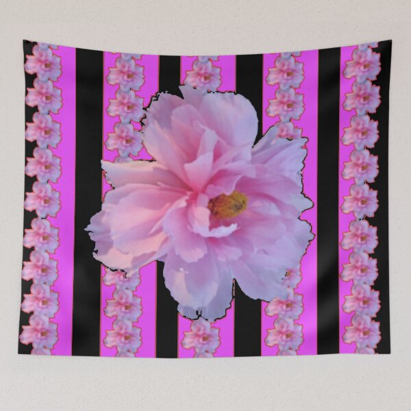 Item preview, PINK FLORAL PURPLE-BLACK STRIPED ART designed and sold by sharlesart.