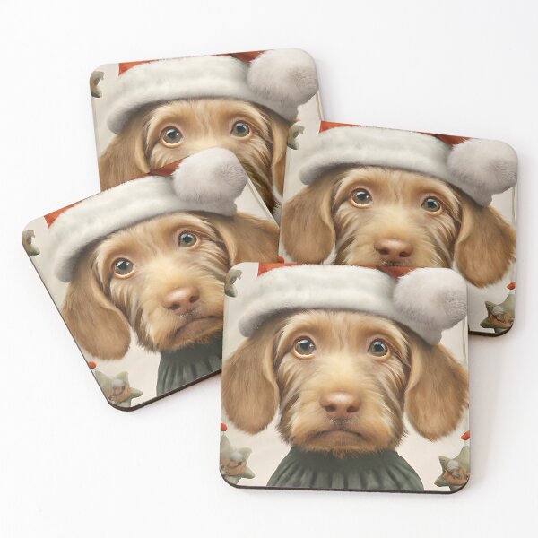 Item preview, Christmas Basset Fauve de Bretagne Wearing A Santa Hat designed and sold by ZenEverAI.