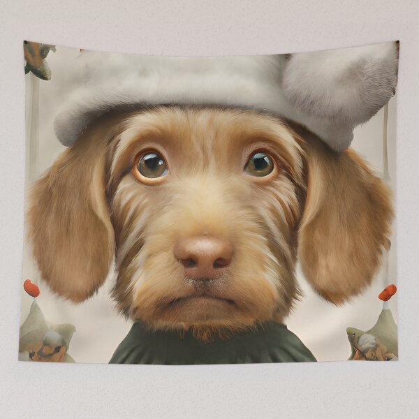 Item preview, Christmas Basset Fauve de Bretagne Wearing A Santa Hat designed and sold by ZenEverAI.