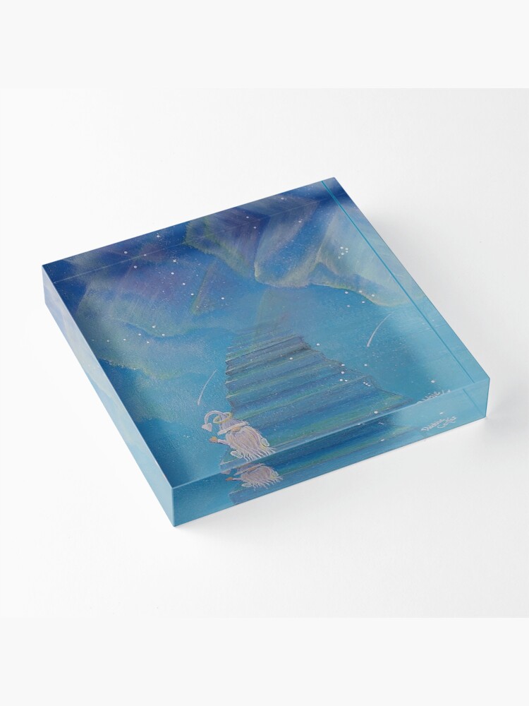 Alternate view of Angel Gnome on the Stairway to Heavenly Aurora Acrylic Block