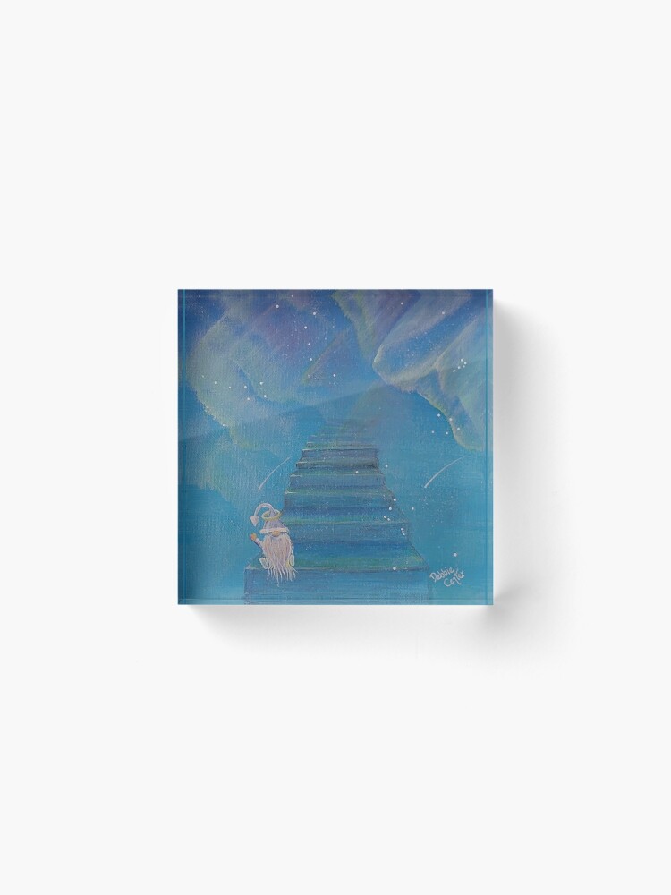 Alternate view of Angel Gnome on the Stairway to Heavenly Aurora Acrylic Block