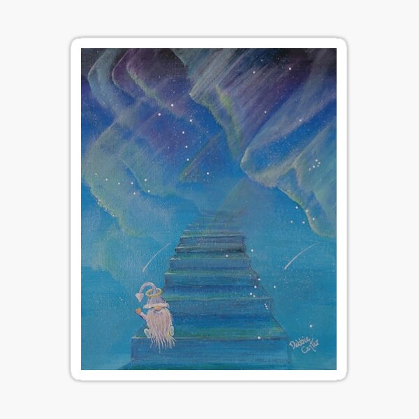 Angel Gnome on the Stairway to Heavenly Aurora Sticker