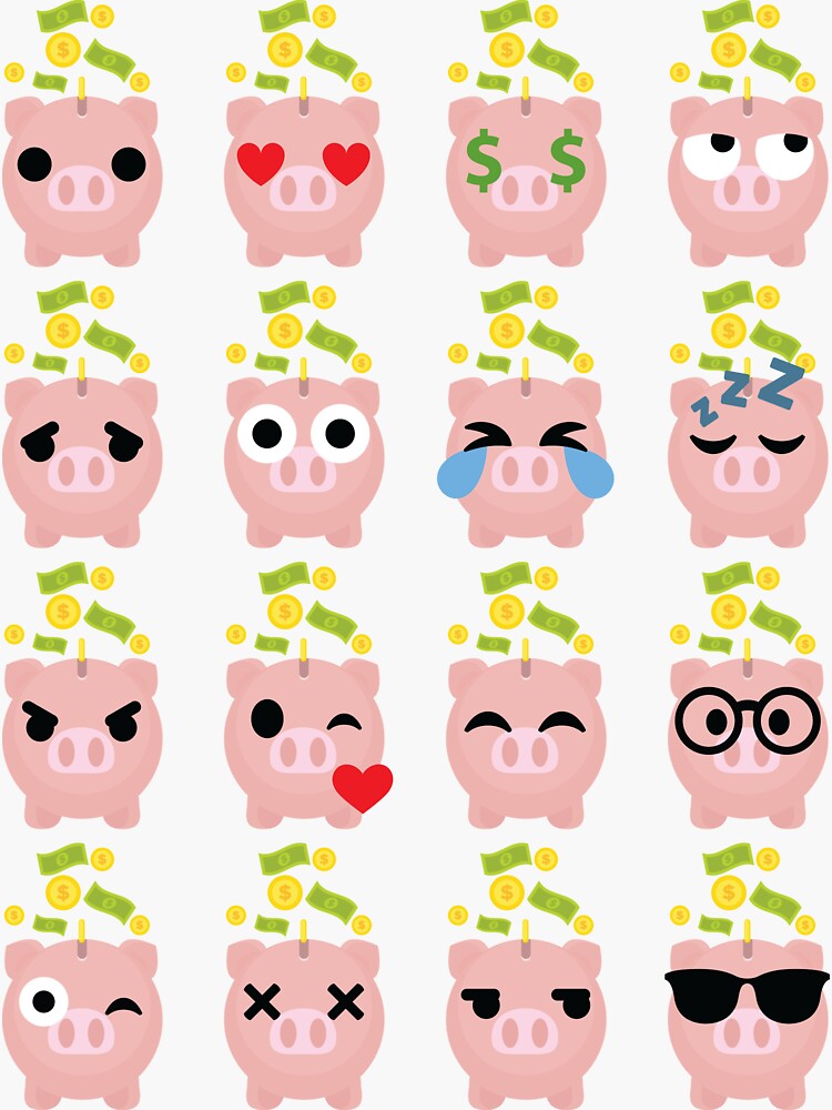 "Piggy Bank Emoji " Sticker for Sale by HippoEmo Redbubble