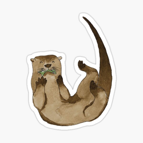 Happy Otter Snack Time Sticker