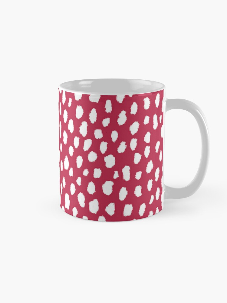 Handmade Polka Dot Paint Brush Pattern (White/Pantone Viva Magenta) |  Coffee Mug