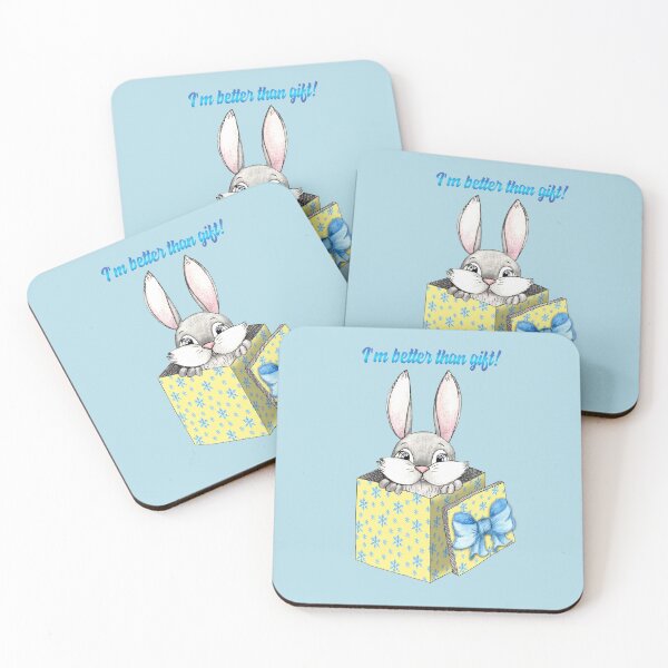 Item preview,  I am better than gift, Watercolor christmas rabbit, yellow gift box, christmas background, new year cute gift designed and sold by Sunflower-7.