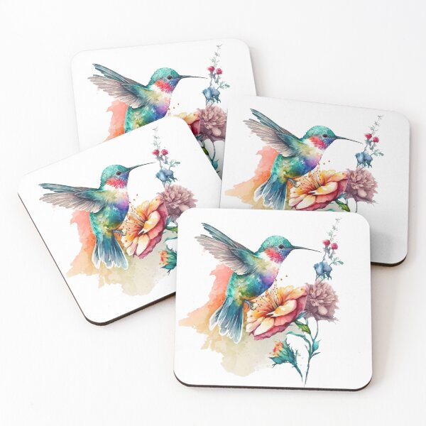 Artikelvorschau, Bunter Aquarellkolibri und Blumen 14 entworfen und verkauft von printiesart.