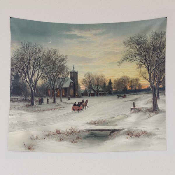 Item preview, Vintage Winter Village Scene designed and sold by tomorrowsart.