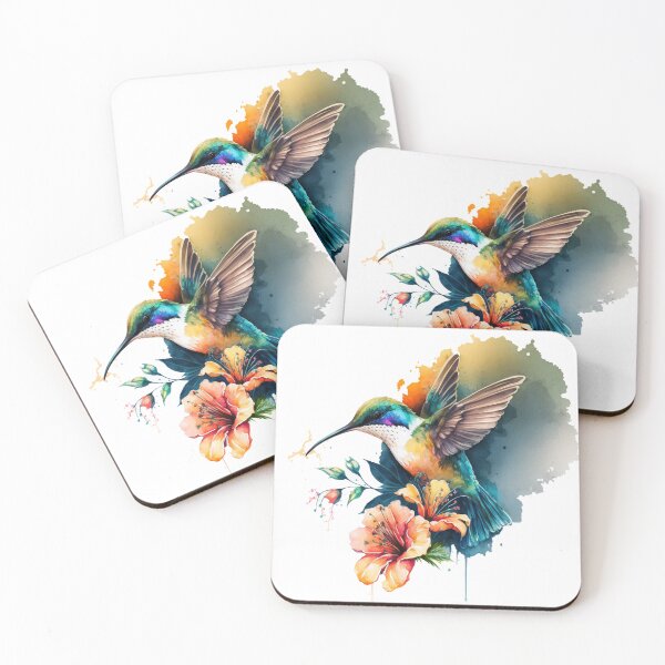 Artikelvorschau, Bunter Aquarellkolibri und Blumen 15 entworfen und verkauft von printiesart.
