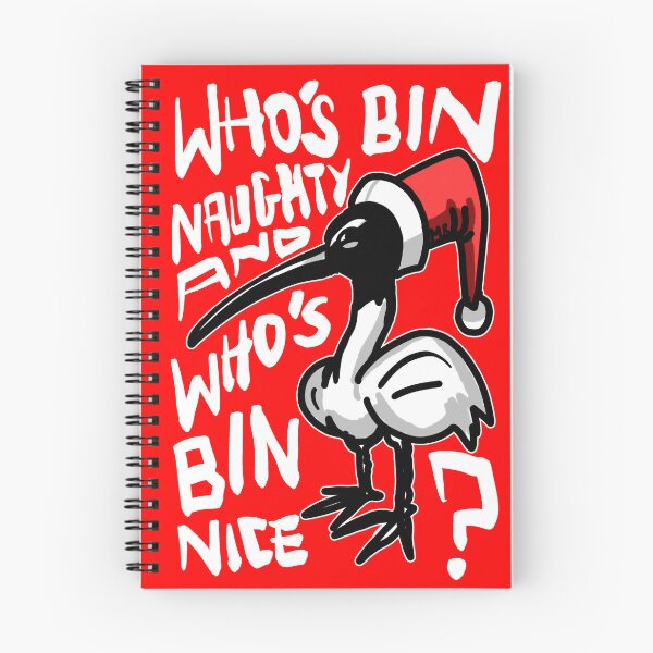 Item preview, Christmas Bin Chicken T Shirt - Australian Bin Chicken Christmas Themed Tee with quote "Who's Bin Naughty" featuring an Aussie Ibis bird! designed and sold by sketchNkustom.