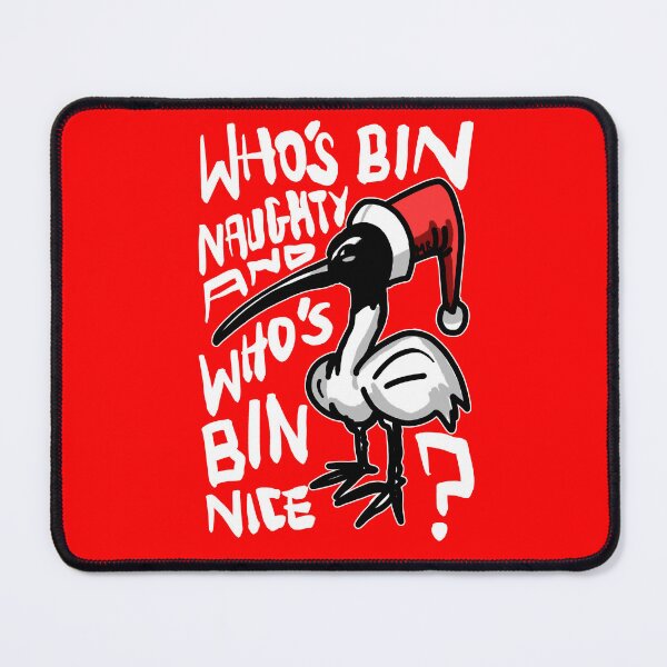 Item preview, Christmas Bin Chicken T Shirt - Australian Bin Chicken Christmas Themed Tee with quote "Who's Bin Naughty" featuring an Aussie Ibis bird! designed and sold by sketchNkustom.