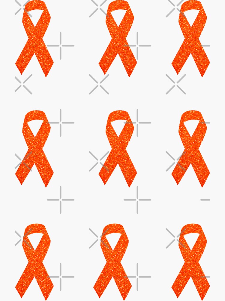 "Orange Faux Glitter Awareness Ribbon Pack" Sticker for Sale by