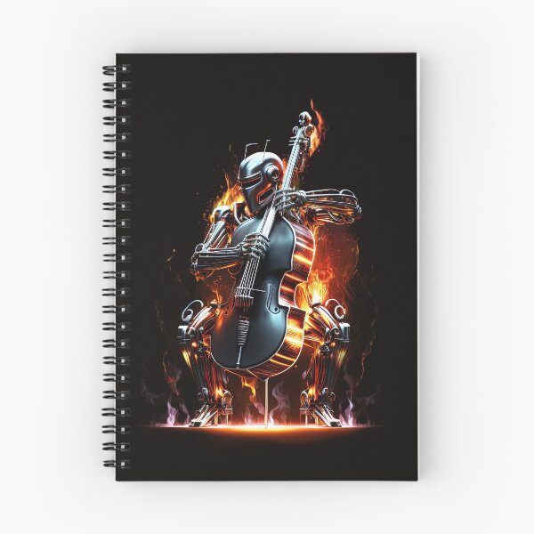 Item preview, Space robot on fire playing double bass designed and sold by ThePurpleMelon.