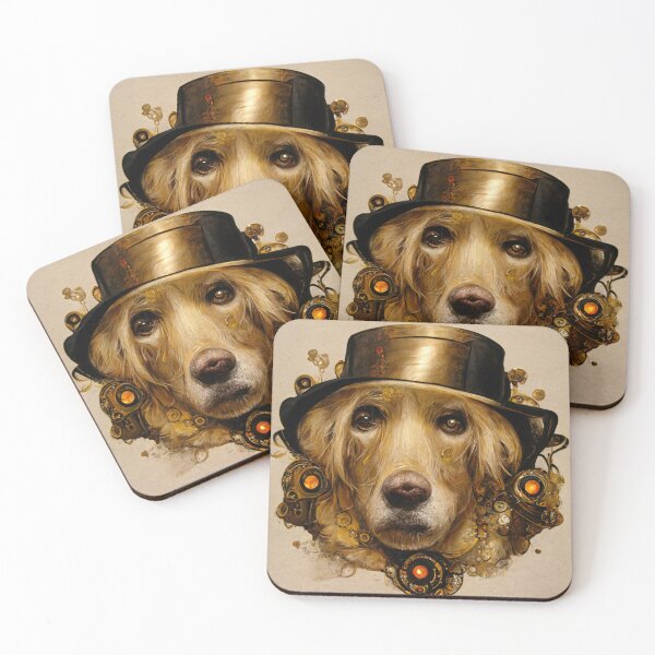 Item preview, Steampunk Dog (Golden Retriever) with Top Hat designed and sold by Artsytee Lab.