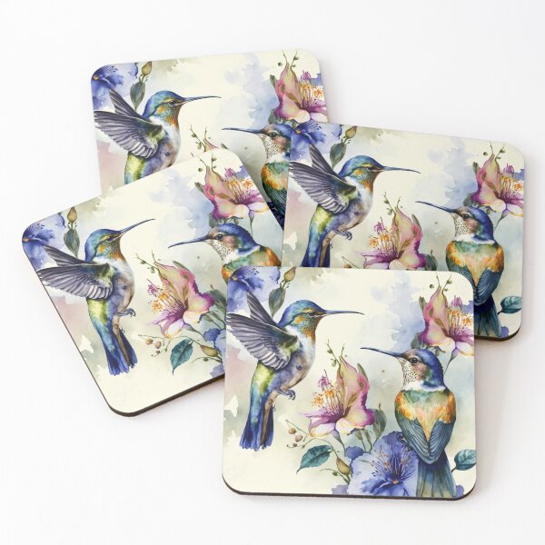 Artikelvorschau, Bunter Aquarellkolibri und Blumen 20 entworfen und verkauft von printiesart.
