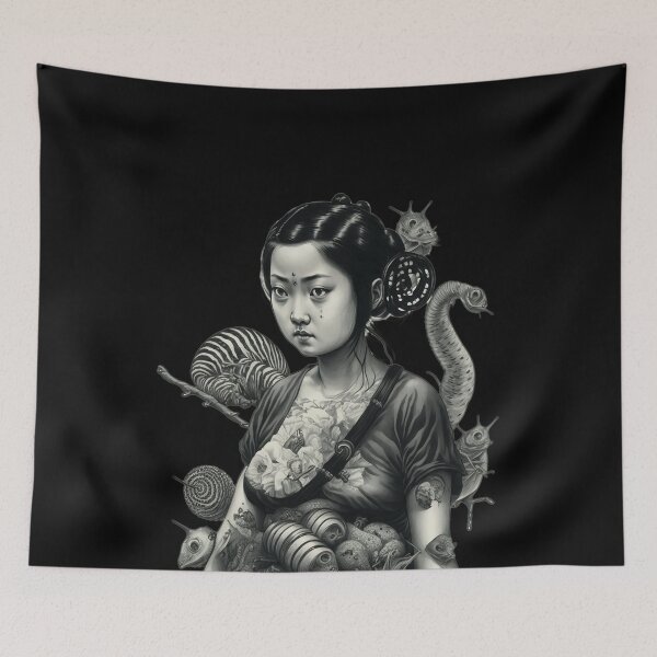 Item preview, Japanese Slug Woman - woodblock print designed and sold by Gallery of Weirdness.