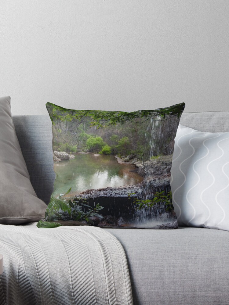 Thumbnail 1 of 3, Throw Pillow, Behind the Waterfall Hell Hole Nowra designed and sold by Rainphotography.