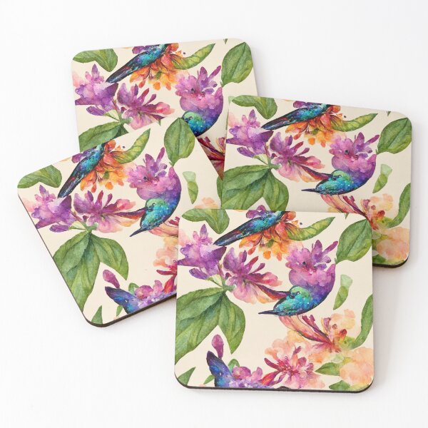 Artikelvorschau, Bunter Aquarellkolibri und Blumen 24 entworfen und verkauft von printiesart.