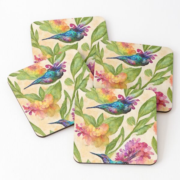 Artikelvorschau, Bunter Aquarellkolibri und Blumen 26 entworfen und verkauft von printiesart.